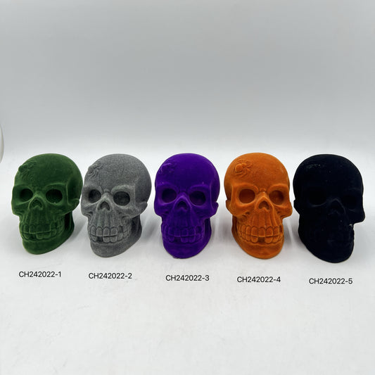 Velvet Flocked Ceramic Skull Decor